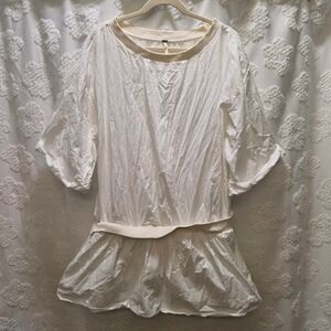 Free People Ivory Cotton Mini Dress with Pockets Womens Large